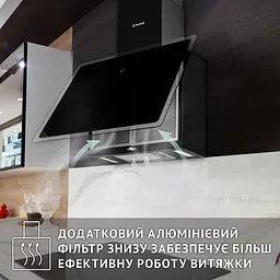 Витяжка декоративна похила Perfelli RIVA NERO - мініатюра 7