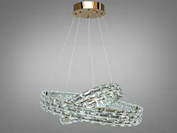 Підвісна LED-люстра Diasha 7896/600+400S-gold з двома кришталевими кільцями, пультом, 54 W, Gold, 60 см, 12-20m2 - мініатюра 5