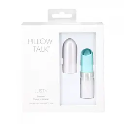 Вибратор Pillow Talk - Lusty Luxurious Flickering Massager в виде губной помады голубой - миниатюра 7