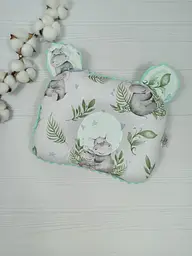Дитяча ортопедична подушка 24×32 для новонароджених a.l.babybox Бегемотики М'ятний