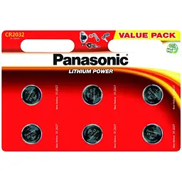 Батарейка Panasonic CR 2032 Lithium * 6 (CR-2032EL/6B)