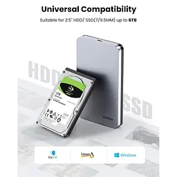 Зовнішня кишеня Ugreen 2.5-Inch SATA External Hard Drive Enclosure (UGR-70498) - мініатюра 5