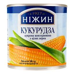 Кукурудза Ніжин цукрова консервована з цілих зерен 340 г (943051)