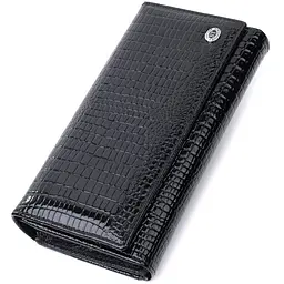 Лакований шкіряний гаманець з блоком для кредитних карток ST Leather 22683 чорний - мініатюра 5