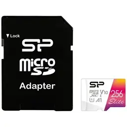 Карта пам'яті Silicon Power microSDXC, 256Gb, Elite Colorful, Class10 UHS-I U1 A1 V10, SD адаптер, до 100/10 МБ/с