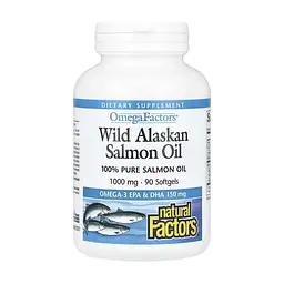 Риб'ячий жир та омега Natural Factors Wild Alaskan Salmon Oil 1000 мг 90 капсул