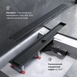 Трап для душу лінійний AM.PM Masterflow Cut Gradient 700 мм, універсальний затвор, чорний (W01SC-P11-070-01BM) - мініатюра 4