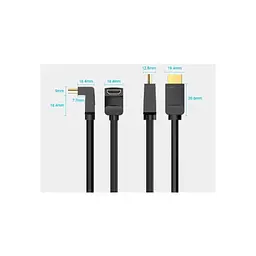Кабель мультимедійний HDMI M to HDMI M 1.5m 4K60Hz 90° corner black Vention (AAQBG) - мініатюра 4