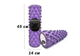 Масажний ролик EasyFit Grid Roller PRO 45 см Фіолетовий - мініатюра 2