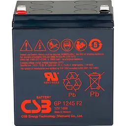 Акумулятор CSB AGM 12V (12V/4.5Ah/54Wh) (GP1245) [112287] - мініатюра 2