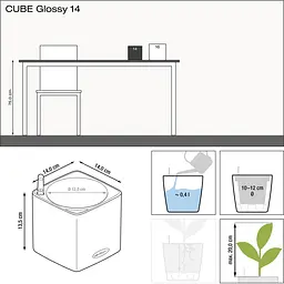 Вазон Lechuza Cube Glossy Cat Winter edition 14 чорний блискучий (13508) - мініатюра 2