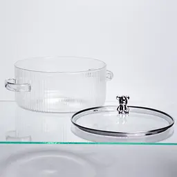 Каструля скляна Yiwu HP-34-102 2.5 л, діаметр 20 см, для варіння та тушкування, прозора - мініатюра 8