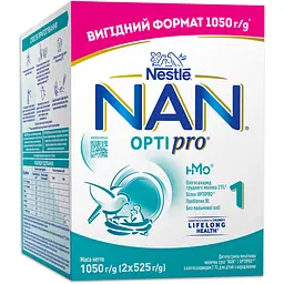 Детская смесь начальная молочная сухая NAN 1 OPTIPRO из олигосахариды 2'FL для детей с рождения 1050 г