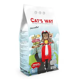 Білий бентонітовий наповнювач Cat's Way натуральний 5 л без запаху
