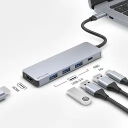 Type-C-Хаб Proove Iron Link 5 in 1 (3*USB3.0 + Type C + HDMI) - мініатюра 6
