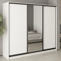 Шафа-купе тридверна MebelStar Уні BG 2ДСП/Дзеркало 240x60x210 см Аляска білий (MBS-7972)