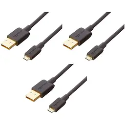 Кабель Amazon Basics USB 2.0 A Micro B 0.9 м чорний 3 шт.