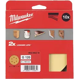Папір шліфувальний HP MILWAUKEE діаметр 150мм/6 HL, зерно 120, (10шт)