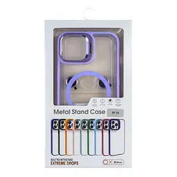 Чохол із підставкою MagSafe TPU PC Metal Stand Case and Camera Lenses Apple iPhone 15 Purple - мініатюра 5