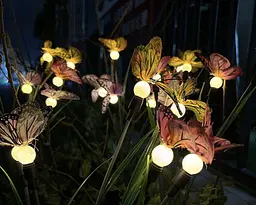 Світильники Firefly butterflies на сонячних батареях з зеленим листям і метеликами садові 2 шт - мініатюра 9