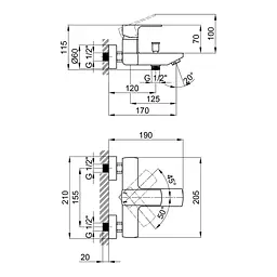 Змішувач для ванни Qtap Lipno 3023101DCB (QTNH3023101DCB) - мініатюра 2