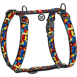 Шлея для собак Waudog Nylon Блоки анатомічна H-подібна з QR паспортом L 50-90 см