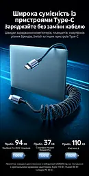 Кабель спіральний UGREEN L507 USB-C - USB-C PD 100 Вт 0,35-1,2 м чорний (35457) - мініатюра 12