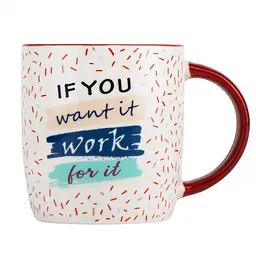 Чашка Elisey If you want it work for it 350 мл (9071-002c) с красной ручкой  