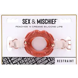 Кляп Sex & Mischief Peaches 'n CreaMe Silicone Lips персиковий - мініатюра 8