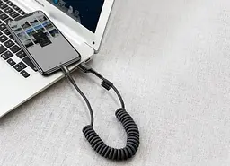 Кабель Baseus Fish eye Spring USB для Type-C 2A 1m Black (CATSR-01) - мініатюра 5