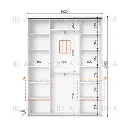 Шафа-купе Idea серія 3 180 x 45 x 240 см Білий - мініатюра 2