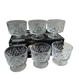Набір скляних креманок Happyware Rhomb для морозива закусок десертів на ніжці 6 шт 265 мл Прозорий