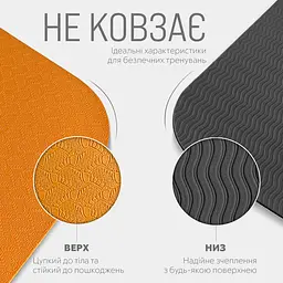 Килимок для йоги та фітнеса EasyFit TPE+TC 6мм двошаровий + Чохол помаранчевий з чорним - мініатюра 4