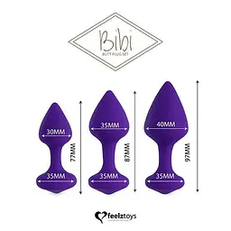 Набір анальних пробок FeelzToys Bibi 3 шт. (фіолетовий) - мініатюра 2
