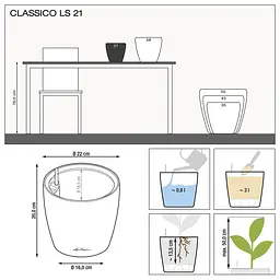 Вазон Lechuza Classico Premium LS, 3 л, сіро-коричневий (16025) - мініатюра 4
