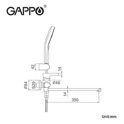 Змішувач для ванни Gappo G2203-6, чорний/хром, Чорний матовий - мініатюра 6