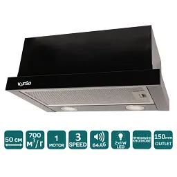 Витяжка кухонна VENTOLUX GARDA 50 BK (700) LED