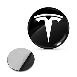 Наклейка з логотипом Tesla для автоключів d=15 мм Пластикова об'ємна