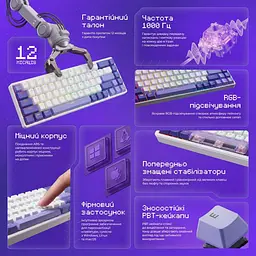 Клавіатура Proove Gaming Cyrex (Ukraine Layout) White/Purple (MKCR00022417) - мініатюра 9