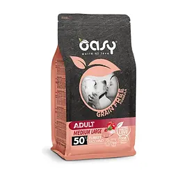 Сухий корм для собак Oasy Dog Grain Free Medium/Large індичка з яблуком та журавлиною 2.5 кг (8053017347707)