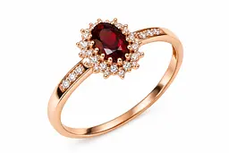 Жіноча каблучка Jewellery Continent з гранатом із червоного золота 14 (К-0884)