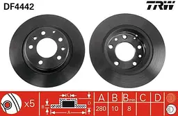 Диск гальмівний невентильований Mazda 6, Premacy, Mx-5 III, 626 V, 323 VI 97-14р TRW (DF4442)