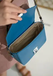 Жіноча шкіряна сумочка Yoko яскраво-синя - мініатюра 4