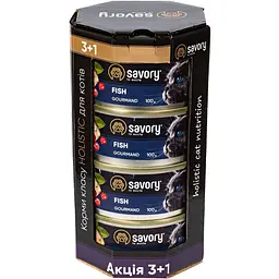 Набір вологих кормів для вибагливих котів Savory Adult 3+1 з рибою 400 г (4 шт. х 100 г) - мініатюра 2