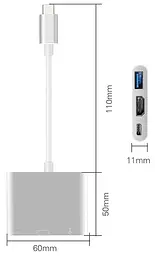 Док-станція USB3.1 Type-C - HDMI/USB3.0/Type-C (F), кабель 0.1м, OEM (S0733) - мініатюра 4