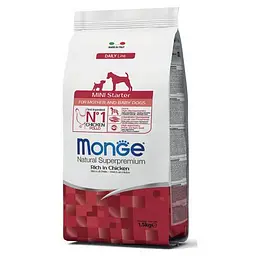 Сухий корм Monge Dog Mini Starter для вагітних, що годують і як перший прикорм щенкам 1,5 кг