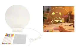 Круглий світильник-нічник WordPad AND 5502 15 см від USB • LED-дошка для нотаток AND 5502 з маркером для дому, офісу та декору - мініатюра 6
