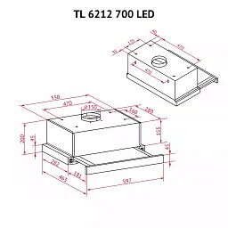 Витяжка телескопічна Perfelli TL 6212 Full BL 700 LED - мініатюра 12
