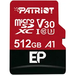 microSDXC (UHS-1 U3) Patriot EP Series 512Gb class 10 V30 (R-100MB/s, W-80MB/s) (adapter SD)