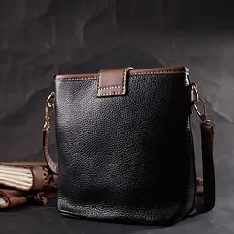 Цікава сумка для жінок на кожен день з натуральної шкіри Vintage 22348 чорна - мініатюра 10